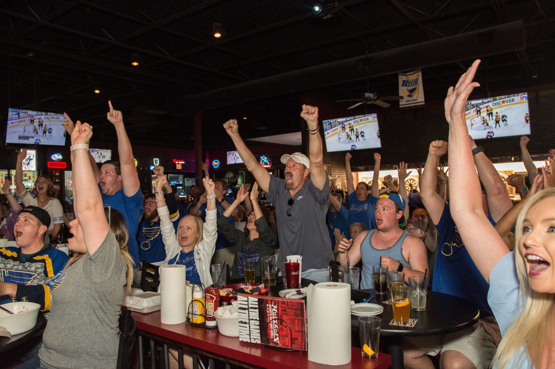 Blues Fans at Hotshots Wentzville during the Stanley Cup Final Game 1